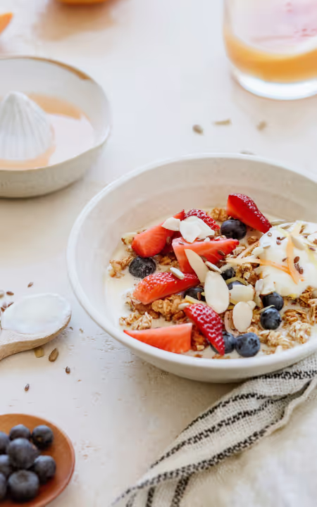 A breakfast bowl with fruits